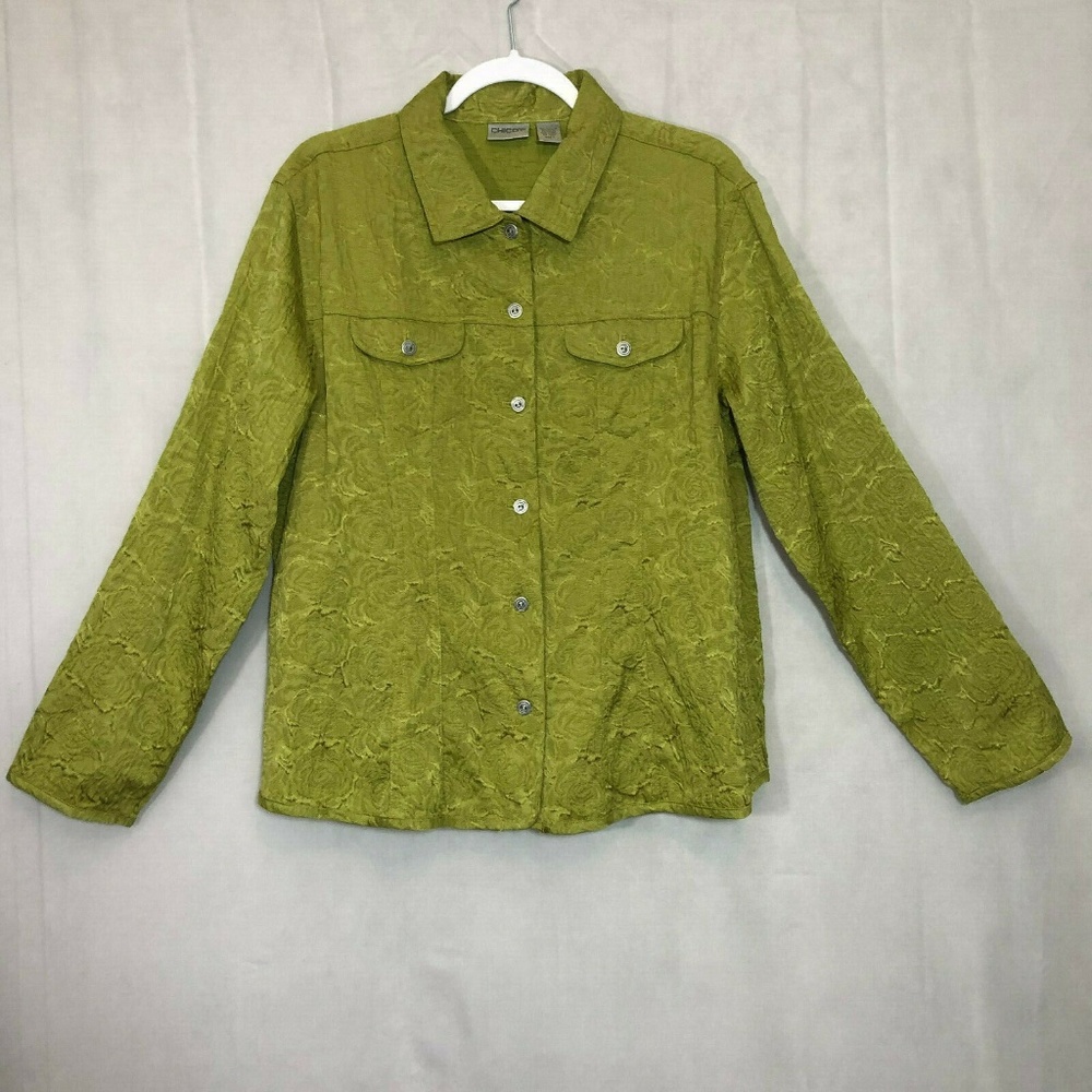 Chicos sz 3 Pistacio Lime Green Jacket button up
